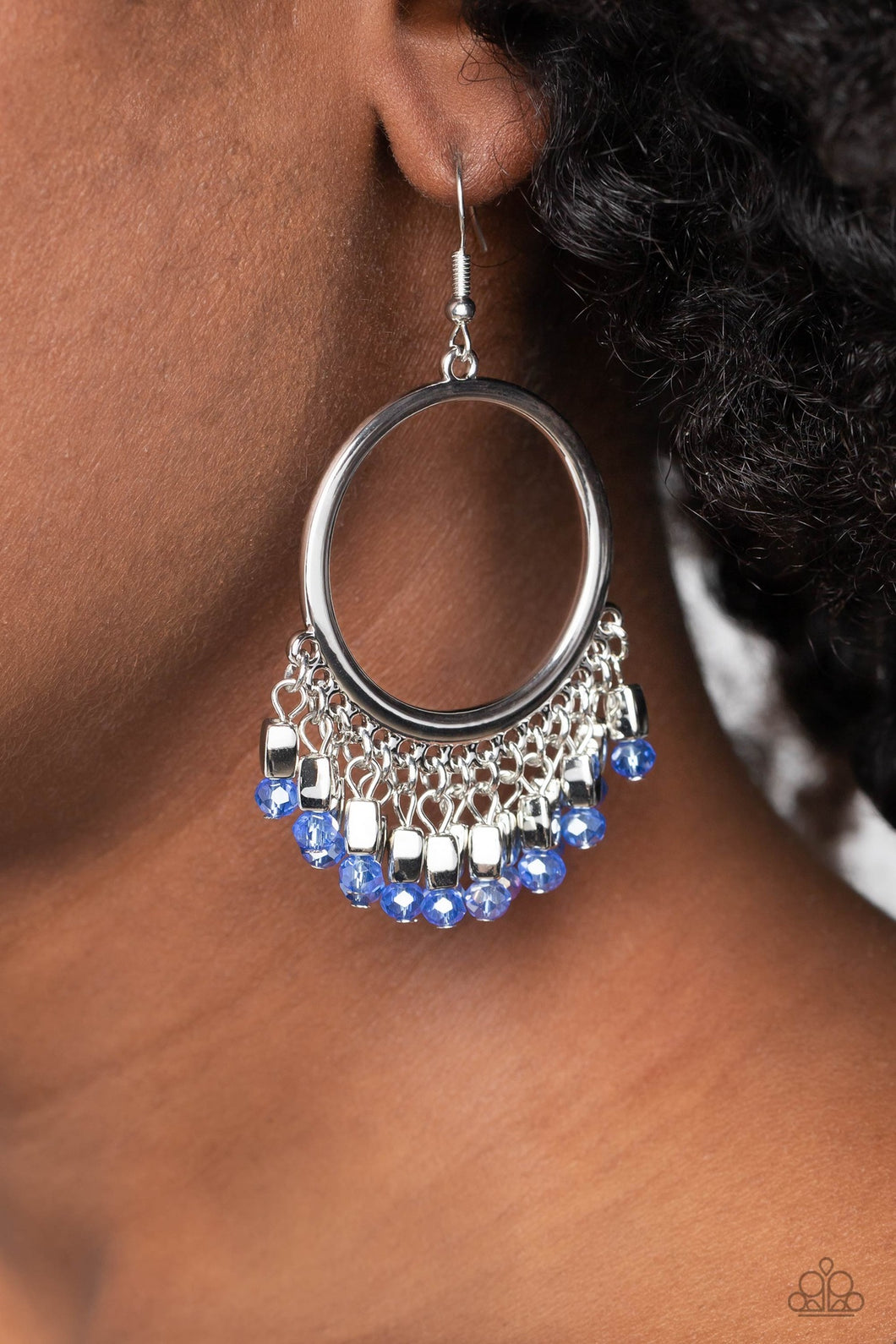 Paparazzi  Fringe Fanfare - Blue Earring