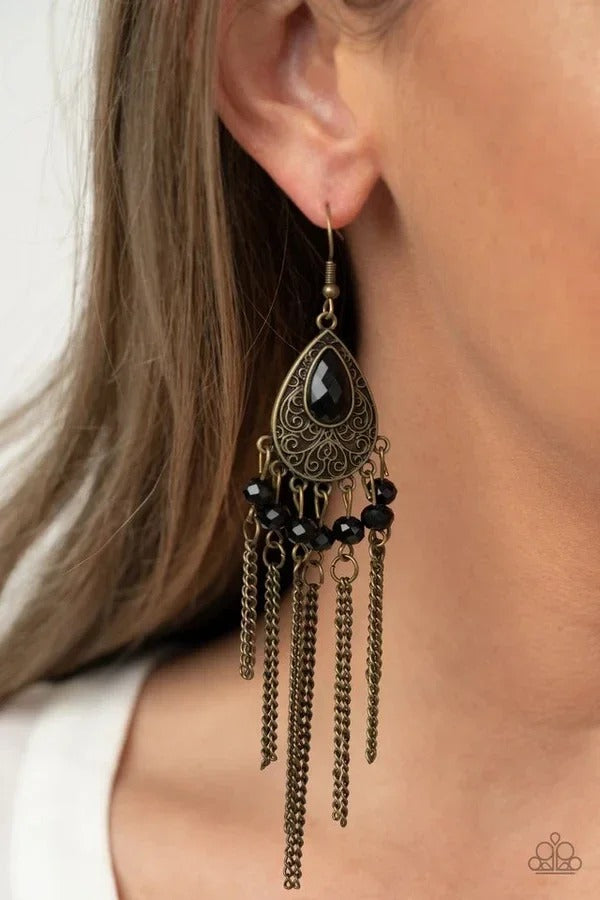 Paparazzi Floating on HEIR - Brass Earring