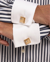 Load image into Gallery viewer, Paparazzi Solitaire Street Cred - Gold Cuff Links
