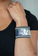 Load image into Gallery viewer, Paparazzi MERMAIDS Have More Fun - Blue / Silver - Sequin Wrap Snap Bracelet

