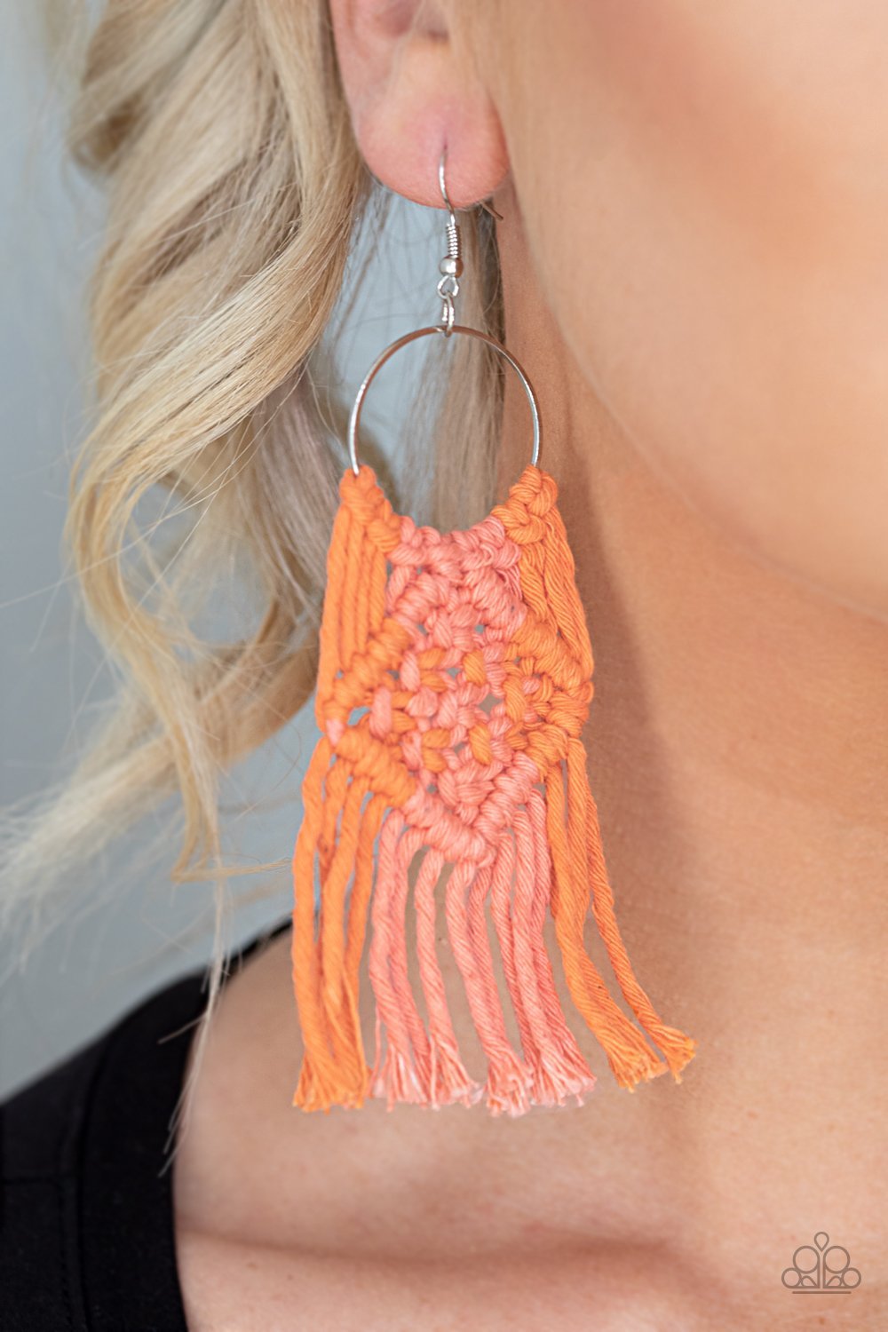 Paparazzi Macrame Rainbow Orange Earrings