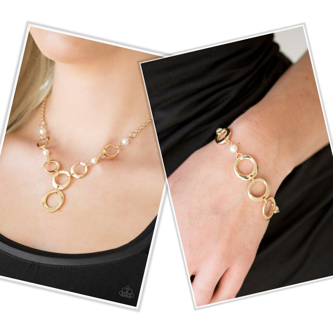 Paparazzi Pefectly Poised Necklace/Poised and Polished Bracelet - Gold Set