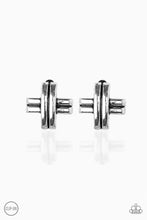 Load image into Gallery viewer, Paparazzi Couture Crossover Silver Clip-On Earrings
