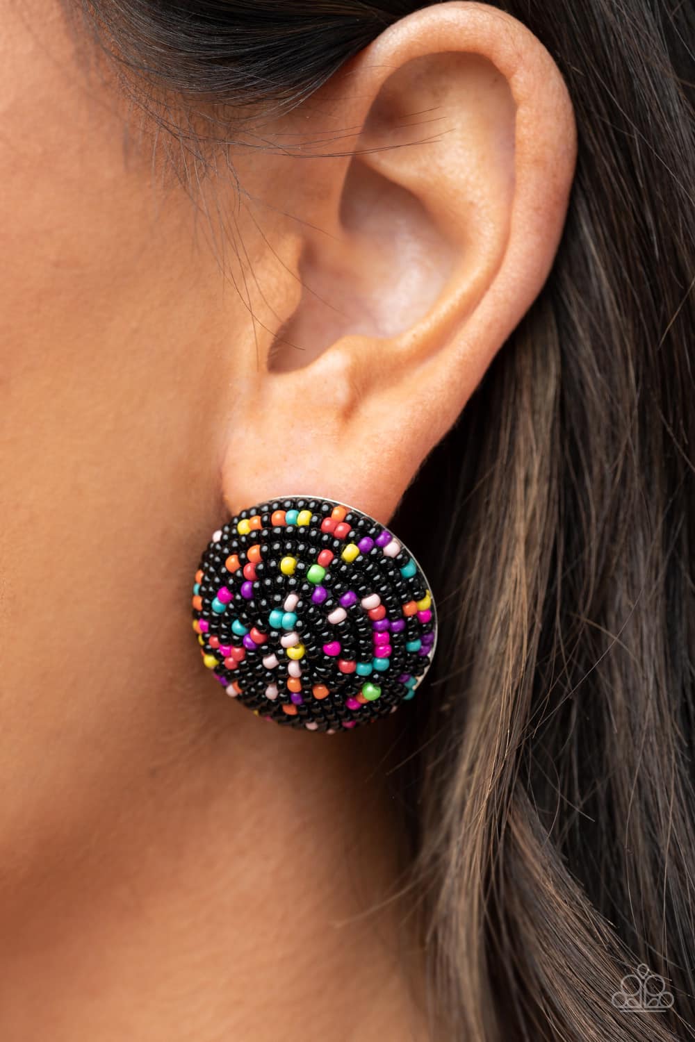 Paparazzi Kaleidoscope Sky Black Multi Earrings