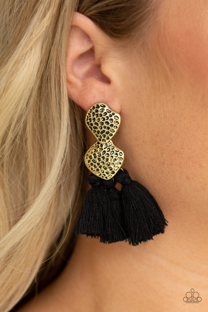 Paparazzi Tenacious Tassel Black Earrings