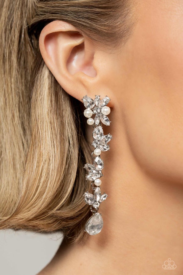 Paparazzi LIGHT at the Opera - White Earrings (Empower Me Pink 2023 Exclusive)