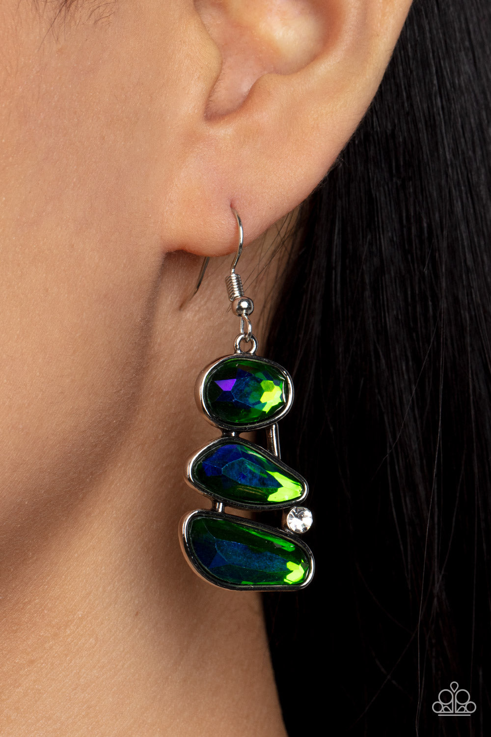 Paparazzi Gem Galaxy - Green Earring