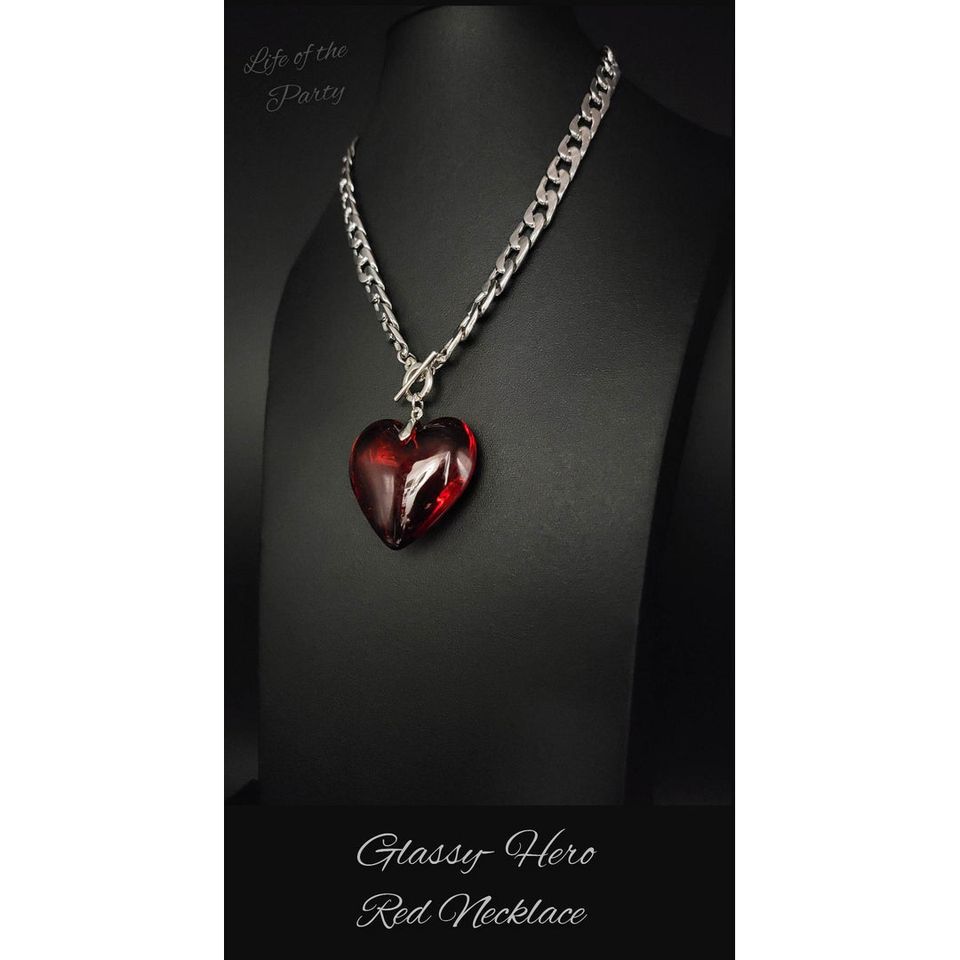 Paparazzi GLASSY- Hero Red Necklace (March 2023 Life of the Party)