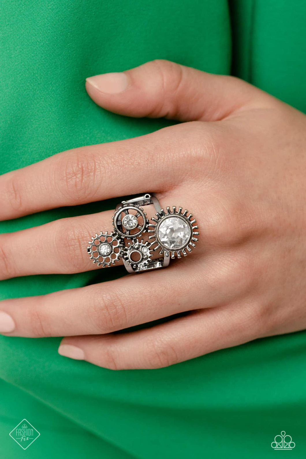 Paparazzi Blowing Off STEAMPUNK White Ring (Magnificent Musings April 2023 Fashion Fix)