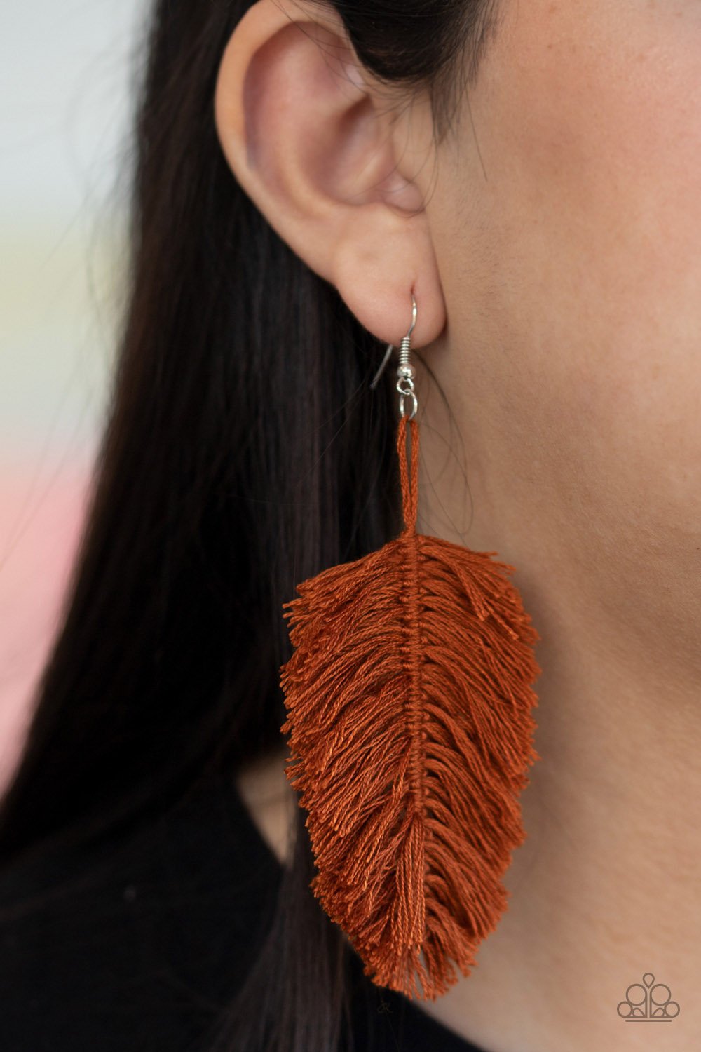 Paparazzi Hanging by a Thread Brown Earrings